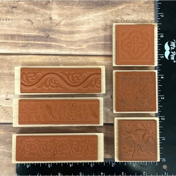 RARE Hero Arts Wood Mounted Rubber Stamp Set of 6 Poetic Prints - Picture 3 of 7